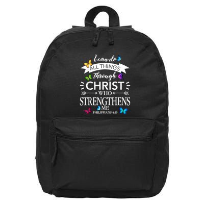 I Can Do All Things Through Christ Butterfly Art Religious 16 in Basic Backpack