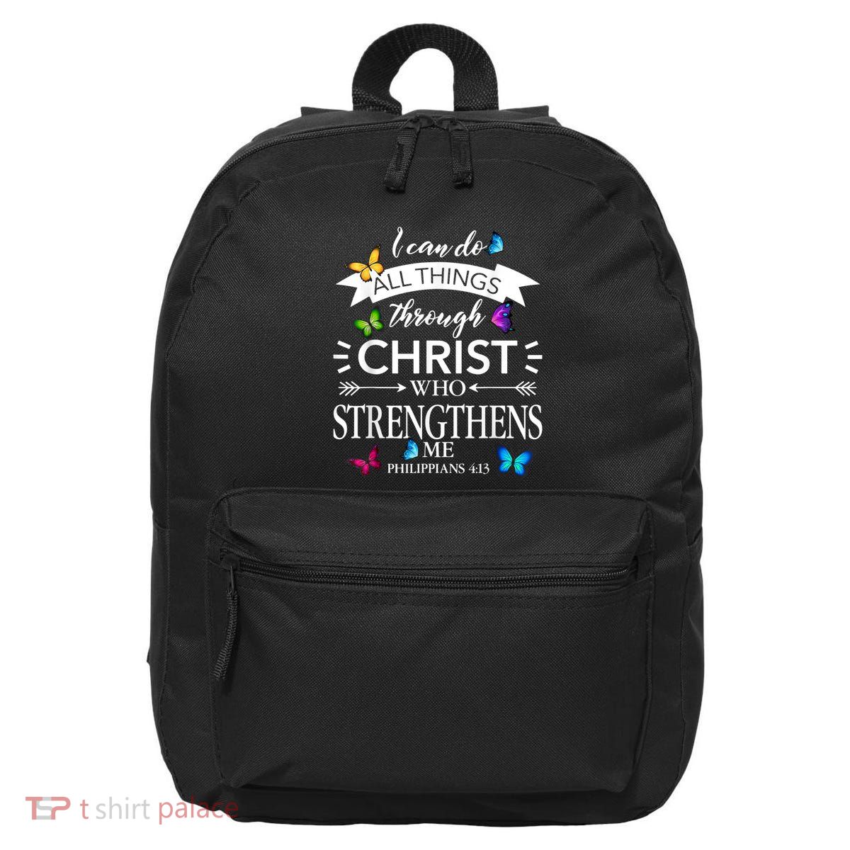 I Can Do All Things Through Christ Butterfly Art Religious 16 in Basic Backpack