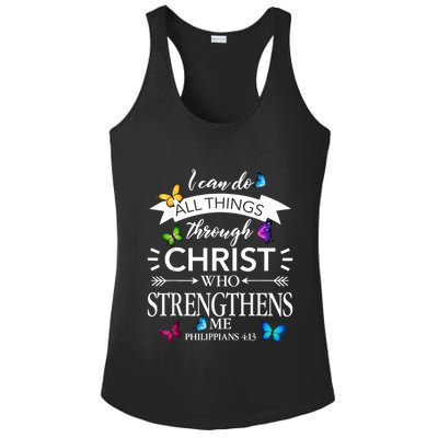 I Can Do All Things Through Christ Butterfly Art Religious Ladies PosiCharge Competitor Racerback Tank