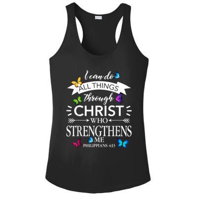 I Can Do All Things Through Christ Butterfly Art Religious Ladies PosiCharge Competitor Racerback Tank