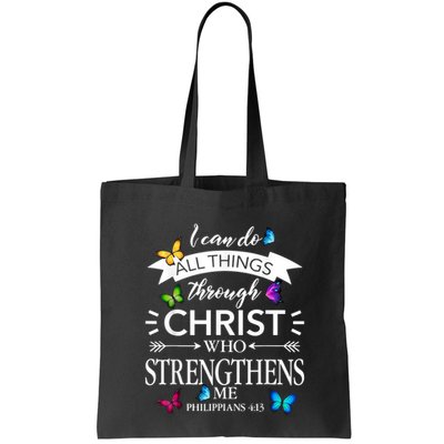I Can Do All Things Through Christ Butterfly Art Religious Bag