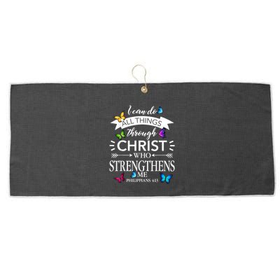 I Can Do All Things Through Christ Butterfly Art Religious Large Microfiber Waffle Golf Towel