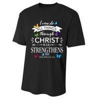 I Can Do All Things Through Christ Butterfly Art Religious Performance Sprint T-Shirt