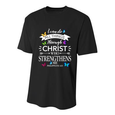 I Can Do All Things Through Christ Butterfly Art Religious Youth Performance Sprint T-Shirt