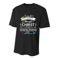 I Can Do All Things Through Christ Butterfly Art Religious Youth Performance Sprint T-Shirt