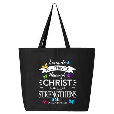 I Can Do All Things Through Christ Butterfly Art Religious 25L Jumbo Tote