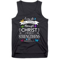 I Can Do All Things Through Christ Butterfly Art Religious Tank Top