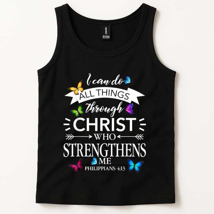 I Can Do All Things Through Christ Butterfly Art Religious Tank Top