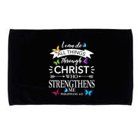 I Can Do All Things Through Christ Butterfly Art Religious Microfiber Hand Towel
