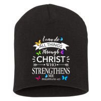 I Can Do All Things Through Christ Butterfly Art Religious Short Acrylic Beanie