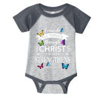 I Can Do All Things Through Christ Butterfly Art Religious Infant Baby Jersey Bodysuit