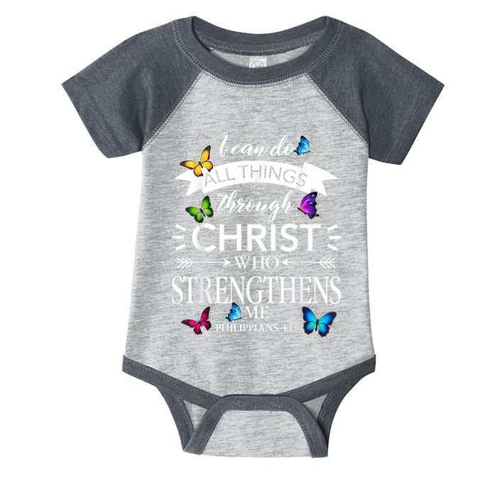 I Can Do All Things Through Christ Butterfly Art Religious Infant Baby Jersey Bodysuit