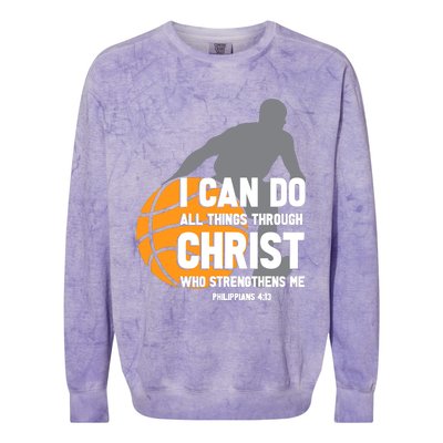 I Can Do All Things Through Christ Christian Basketball Colorblast Crewneck Sweatshirt