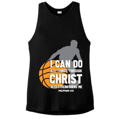 I Can Do All Things Through Christ Christian Basketball Ladies PosiCharge Tri-Blend Wicking Tank