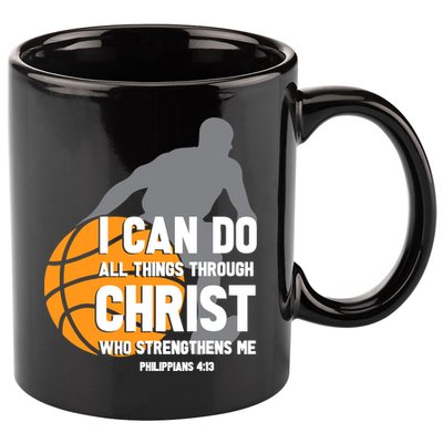 I Can Do All Things Through Christ Christian Basketball 11oz C Handle Ceramic Mug