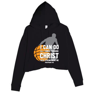 I Can Do All Things Through Christ Christian Basketball Crop Fleece Hoodie