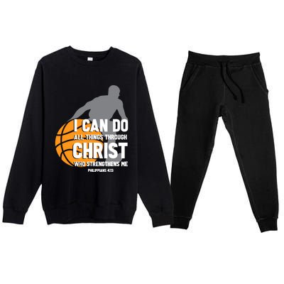 I Can Do All Things Through Christ Christian Basketball Premium Crewneck Sweatsuit Set