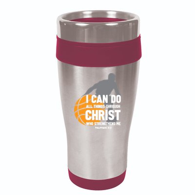I Can Do All Things Through Christ Christian Basketball 16oz Travel Tumbler