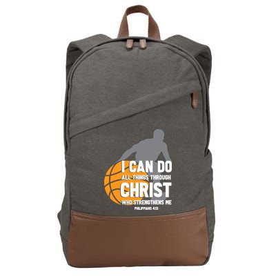 I Can Do All Things Through Christ Christian Basketball Cotton Canvas Backpack