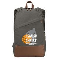 I Can Do All Things Through Christ Christian Basketball Cotton Canvas Backpack