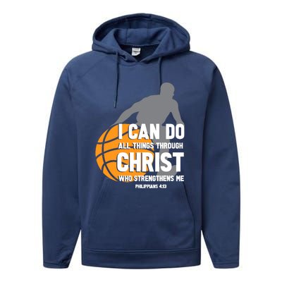 I Can Do All Things Through Christ Christian Basketball Performance Fleece Hoodie