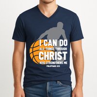 I Can Do All Things Through Christ Christian Basketball V-Neck T-Shirt