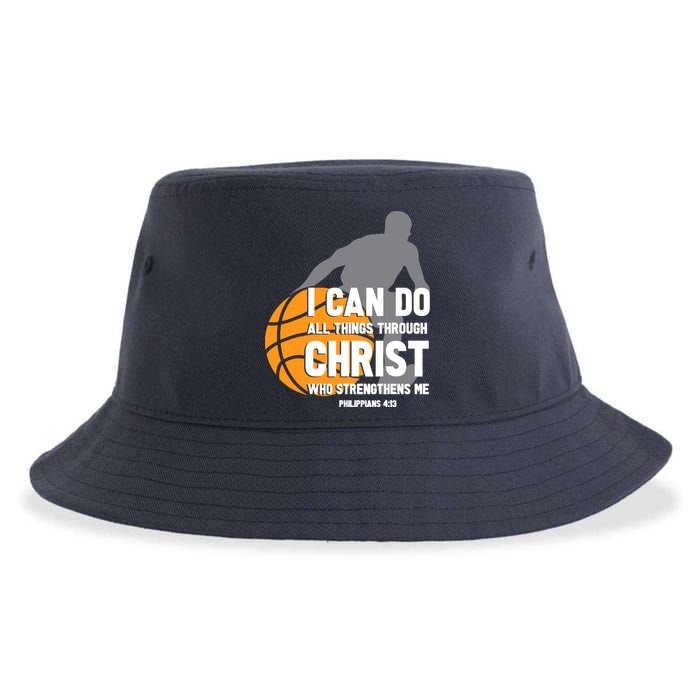 I Can Do All Things Through Christ Christian Basketball Sustainable Bucket Hat
