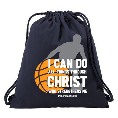 I Can Do All Things Through Christ Christian Basketball Drawstring Bag