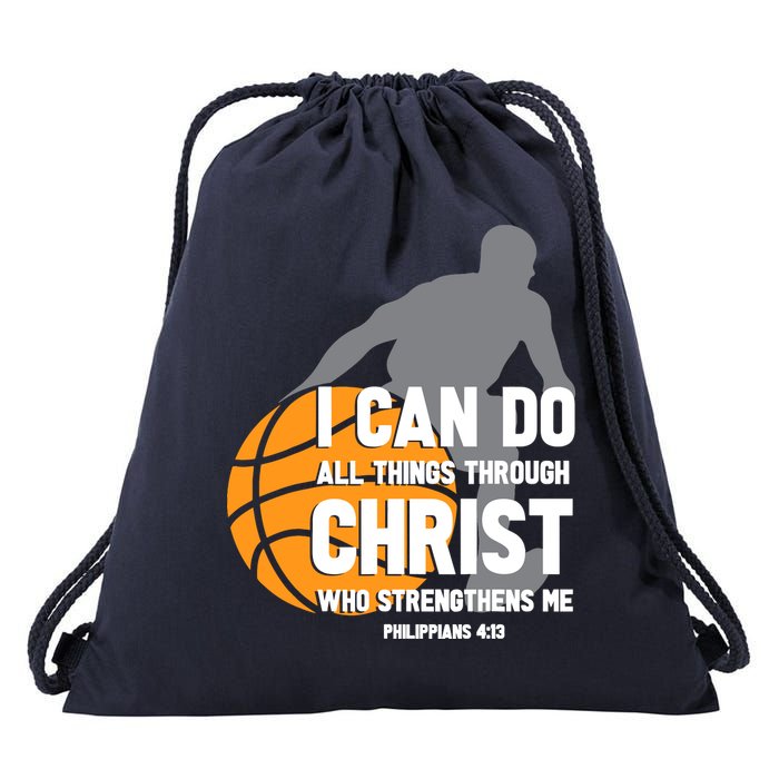 I Can Do All Things Through Christ Christian Basketball Drawstring Bag