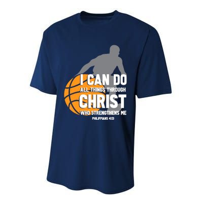 I Can Do All Things Through Christ Christian Basketball Performance Sprint T-Shirt