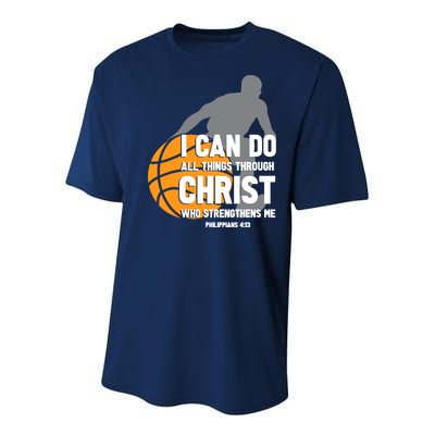 I Can Do All Things Through Christ Christian Basketball Youth Performance Sprint T-Shirt