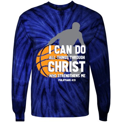 I Can Do All Things Through Christ Christian Basketball Tie-Dye Long Sleeve Shirt