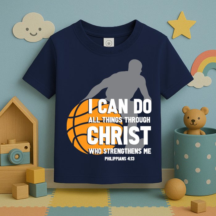 I Can Do All Things Through Christ Christian Basketball Toddler T-Shirt