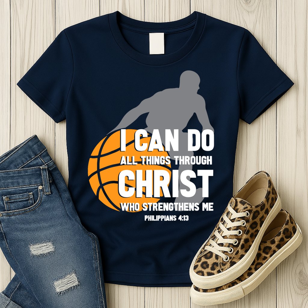 I Can Do All Things Through Christ Christian Basketball Womens T-Shirt
