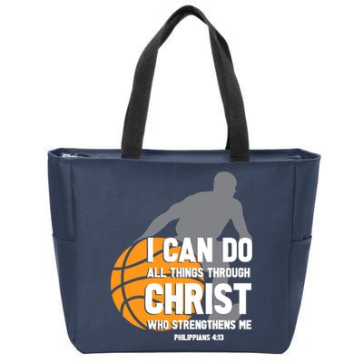 I Can Do All Things Through Christ Christian Basketball Zip Tote Bag