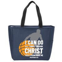 I Can Do All Things Through Christ Christian Basketball Zip Tote Bag