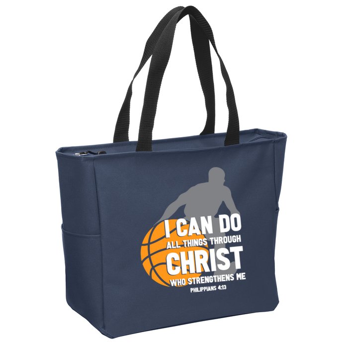 I Can Do All Things Through Christ Christian Basketball Zip Tote Bag