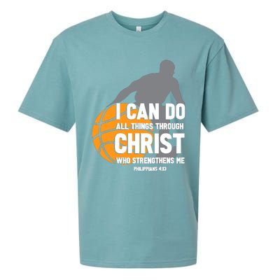 I Can Do All Things Through Christ Christian Basketball Sueded Cloud Jersey T-Shirt