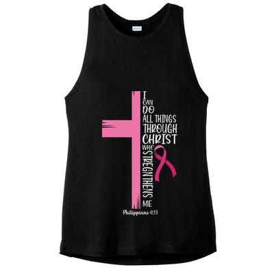 I Can Do All Things Through Christ Breast Cancer Awareness Ladies PosiCharge Tri-Blend Wicking Tank