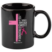 I Can Do All Things Through Christ Breast Cancer Awareness 11oz C Handle Ceramic Mug