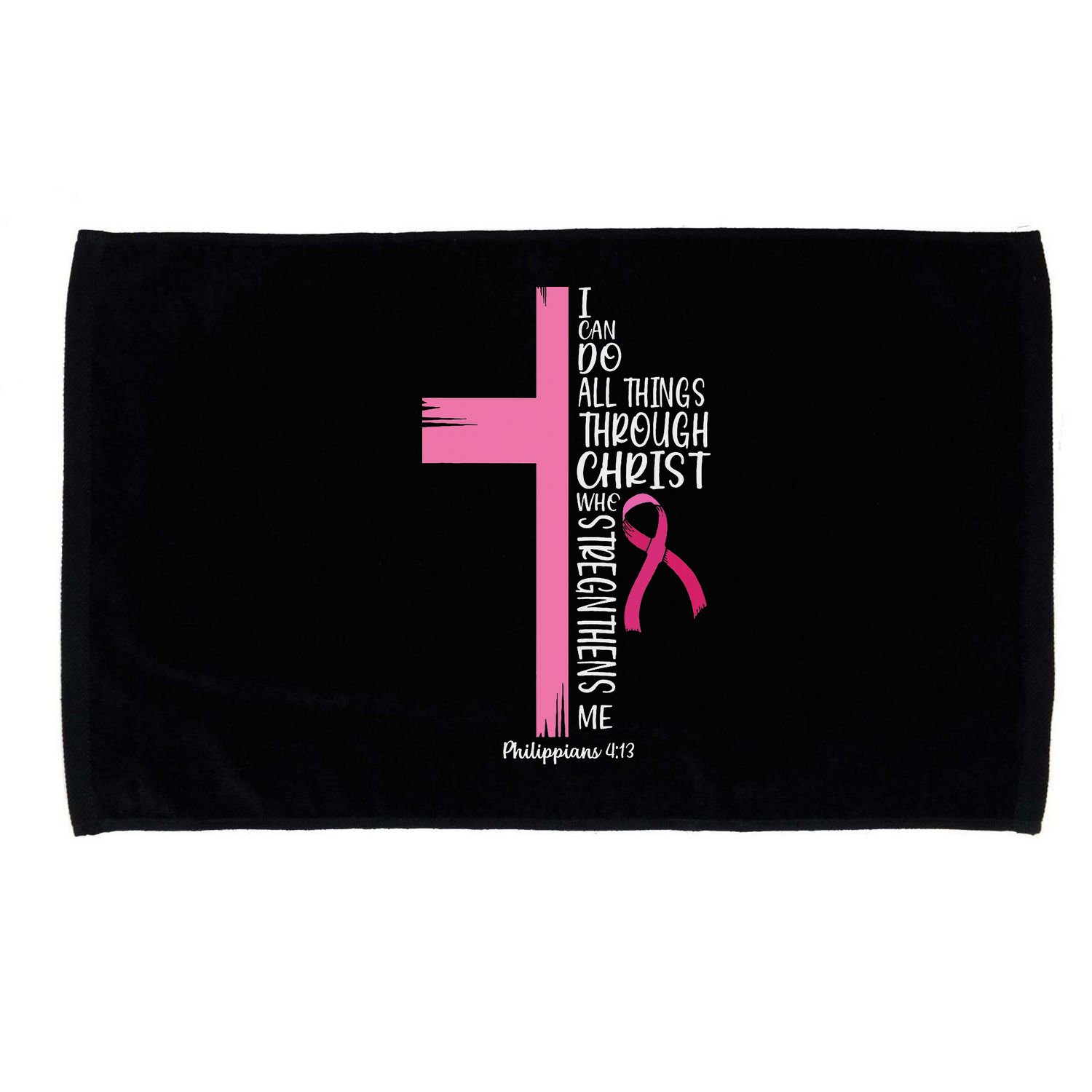 I Can Do All Things Through Christ Breast Cancer Awareness Microfiber Hand Towel