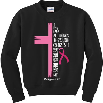I Can Do All Things Through Christ Breast Cancer Awareness Kids Sweatshirt
