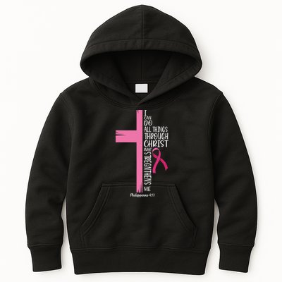I Can Do All Things Through Christ Breast Cancer Awareness Kids Hoodie
