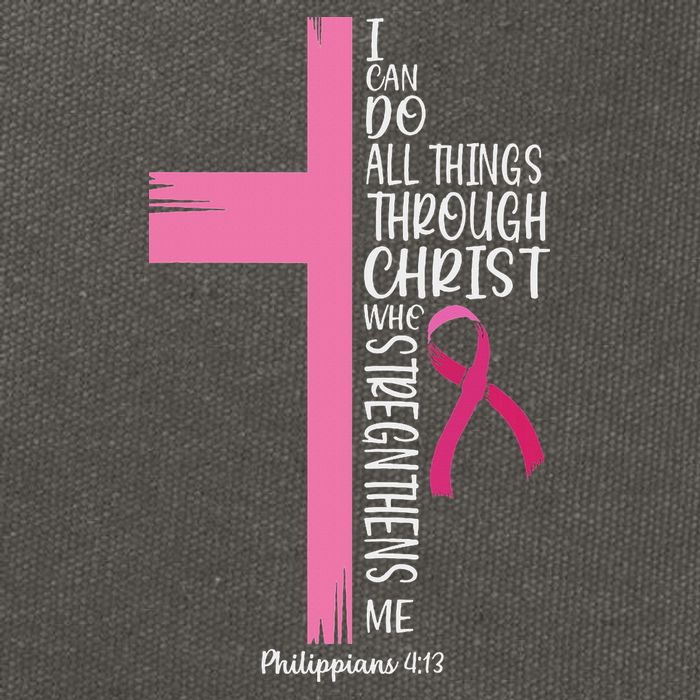 I Can Do All Things Through Christ Breast Cancer Awareness Cotton Canvas Backpack