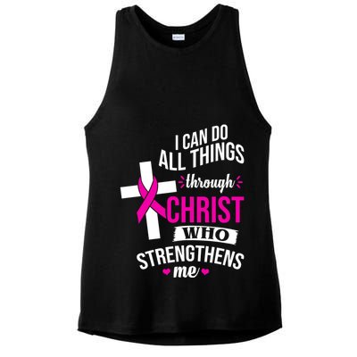 I Can Do All Things Through Christ Who Strengthens Me Breast Cancer Ladies PosiCharge Tri-Blend Wicking Tank