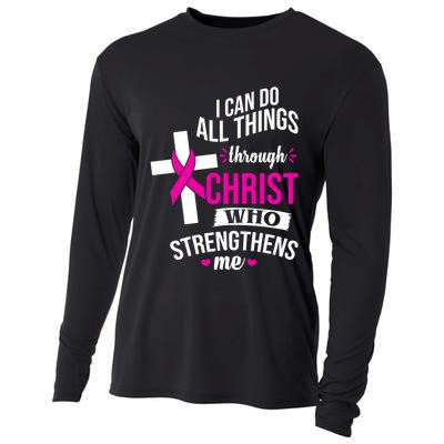 I Can Do All Things Through Christ Who Strengthens Me Breast Cancer Cooling Performance Long Sleeve Crew
