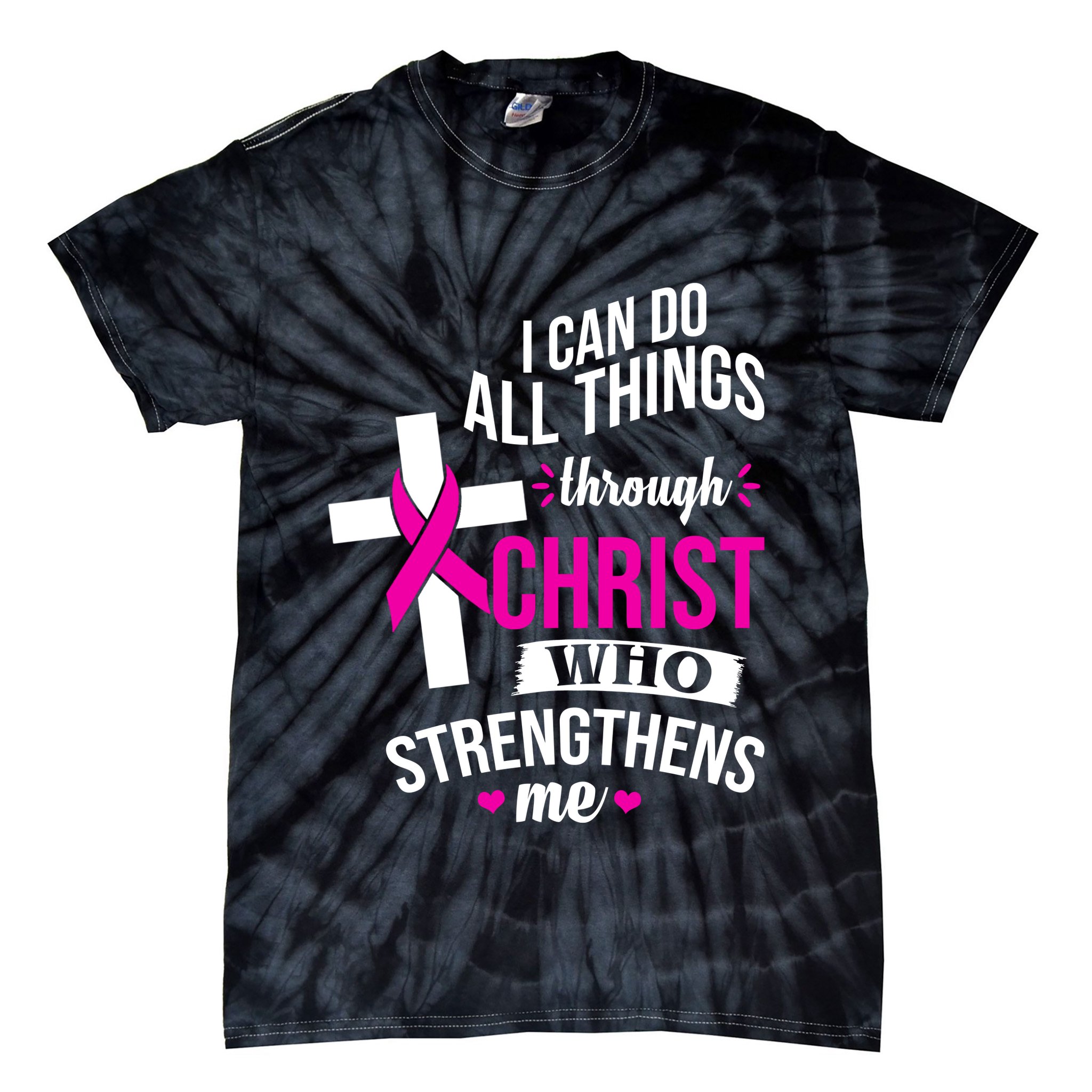 I Can Do All Things Through Christ Who Strengthens Me Breast Cancer Tie-Dye T-Shirt