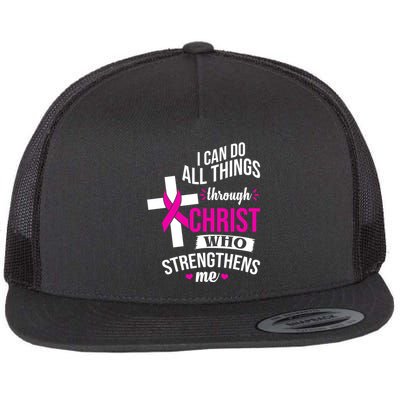 I Can Do All Things Through Christ Who Strengthens Me Breast Cancer Flatbill Hat