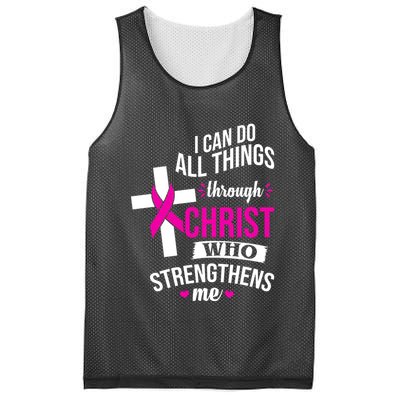 I Can Do All Things Through Christ Who Strengthens Me Breast Cancer Mesh Reversible Basketball Jersey Tank