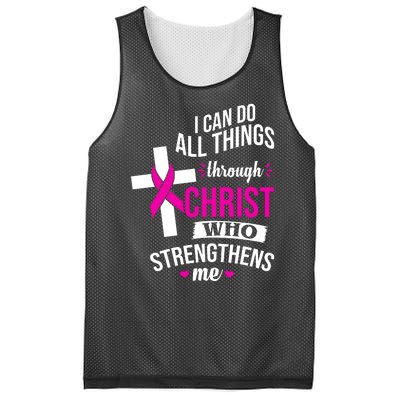 I Can Do All Things Through Christ Who Strengthens Me Breast Cancer Mesh Reversible Basketball Jersey Tank